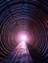 Empty tunnel with abstract construction structure. Display Background.