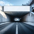 Empty Tunnel Billboard Under Snowy Overpass Highway Road Perspective Royalty Free Stock Photo