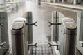 Empty turnstiles at a railway station. Royalty Free Stock Photo