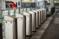 Empty turnstiles at a railway station. Royalty Free Stock Photo