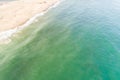 Empty turquoise water beach in the Algarve, Portugal. Aerial shot view with drone Royalty Free Stock Photo