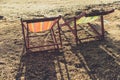 Empty two beach chairs vintage color Royalty Free Stock Photo