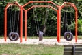 An empty tyre swing in the city of Essen in Germany Royalty Free Stock Photo