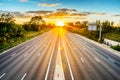 Empty UK motorway in England at sunset with no traffic