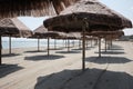 Empty umbrellas on the beach of pescara