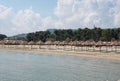 Empty umbrellas on the beach of pescara