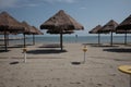 Empty umbrellas on the beach of pescara