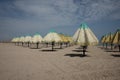 Empty umbrellas on the beach of pescara