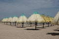 Empty umbrellas on the beach of pescara