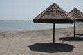 Empty umbrellas on the beach of pescara