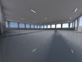 Empty underground parking area 3D rendering