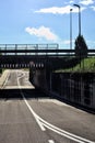 Empty underpass of a road in the italian countryside on a clear day in autumn Royalty Free Stock Photo