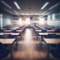 Empty University Classroom: Defocused Generative. Generative AI Royalty Free Stock Photo