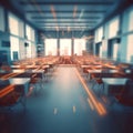 Empty University Classroom: Defocused Generative. Generative AI Royalty Free Stock Photo