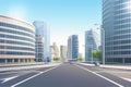 Empty urban asphalt road exterior with city buildings background. New modern highway concrete construction. Concept of Royalty Free Stock Photo