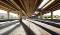 Underneath a Highway Overpass with Dramatic Shadows Royalty Free Stock Photo