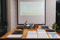 Empty urban meeting room. Interior of meeting room in modern office Royalty Free Stock Photo