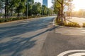 Empty urban road and buildings