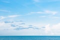 Empty vast blue ocean horizon and clear sky slightly clouds in summer Royalty Free Stock Photo