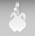 Empty vector blank white Easter rabbit paper plastic advertising price wobbler front view. Isolated on grey background. Vector ill Royalty Free Stock Photo