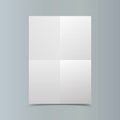 Empty vector vertical white paper poster mockup on grey wall. Royalty Free Stock Photo