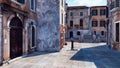 Empty venetian street with ancient buildings 3D