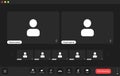 Empty video call interface with participant icons and muted audio controls during an online meeting session