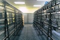 AUGUST 12 2018 - FAIRBANKS ALASKA: Interior of a closing Blockbuster Video movie rental store with empty shelving Royalty Free Stock Photo