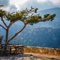 Empty viewpoint in the mountains, Crete Royalty Free Stock Photo