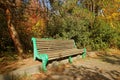 Empty vintage bench in an autumn park Royalty Free Stock Photo