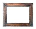 Empty vintage brown photo picture frame isolated on white background closeup Royalty Free Stock Photo