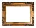 Empty Vintage Carved Wooden Frame, in Golden color with Clipping Royalty Free Stock Photo