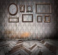 Empty vintage frames and watch Royalty Free Stock Photo