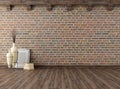 Empty vintage interior with brick wall Royalty Free Stock Photo