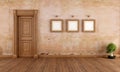 Empty vintage interior with wooden door Royalty Free Stock Photo