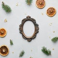 Empty vintage oval photo frame.