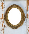 Empty vintage picture frame on white grunge background Royalty Free Stock Photo