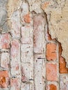 Empty Old Brick Wall Texture. Painted Distressed Wall Surface. Grungy Wide Brickwall. Grunge Red Stonewall Background. Shabby Royalty Free Stock Photo