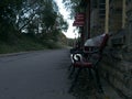 Empty vintage train station platform in Haworth Yorkshire Royalty Free Stock Photo