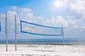 Empty volleyball court on the beach on a sunny day