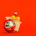 Empty Votive Picture And Smile Daruma Doll On Red