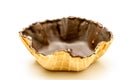 Empty wafer bowl lined with chocolate for desserts