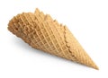 Empty wafer ice cream cones on white