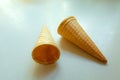 Empty wafers for ice cream on a white countertop Royalty Free Stock Photo