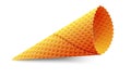 Empty Waffle cone for Ice cream isolated on white background. Realistic Template to design
