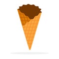 Empty waffle cone for ice cream flat isolated