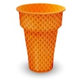 Empty Waffle Cup. Ice cream cone isolated on white background. Template waffle cone for ice cream