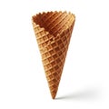 Empty Waffle Ice Cream Cone with Diamond Pattern on White Background waffle cone blank Royalty Free Stock Photo