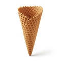 Empty Waffle Ice Cream Cone on a White Background waffle cone dessert Royalty Free Stock Photo