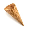 Empty Waffle Ice Cream Cone on White Background Royalty Free Stock Photo